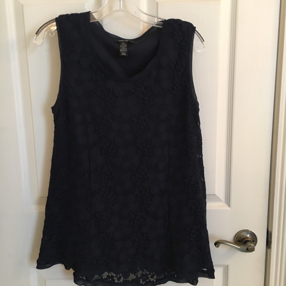 STYLE & CO navy blue lace top
